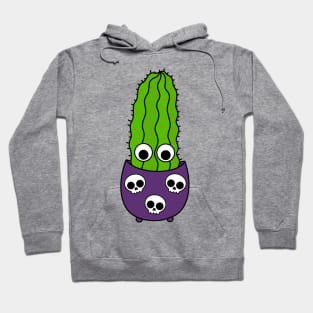 Cute Cactus Design #249: Tall Cactus In Halloween Skull Pot Hoodie